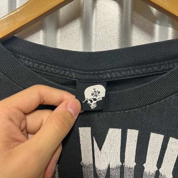 VTG Y2K Metal Militia Grunge Black Graphic T Shirt Affliction Style SZ XL - Picture 2 of 5